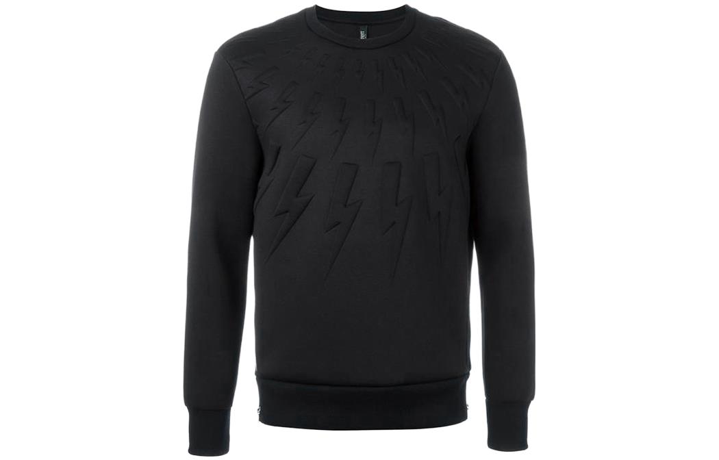 Neil Barrett SS23 Minimalist Retro Crewneck Loose Fit Sweatshirt Black () PBJS530-A512C-01