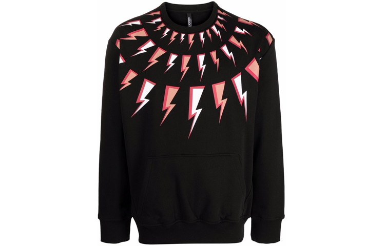 Neil Barrett Thunderbolt Lightning Print Crewneck Sweatshirt Men’s Black BJS012SR526S3205