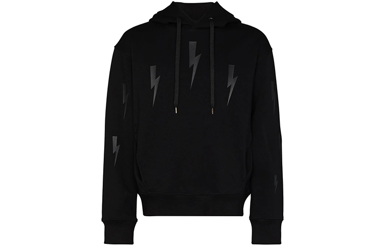 Neil Barrett Tonal Thunderbolt Print Sweatshirt Black (). PBJS655SP527S