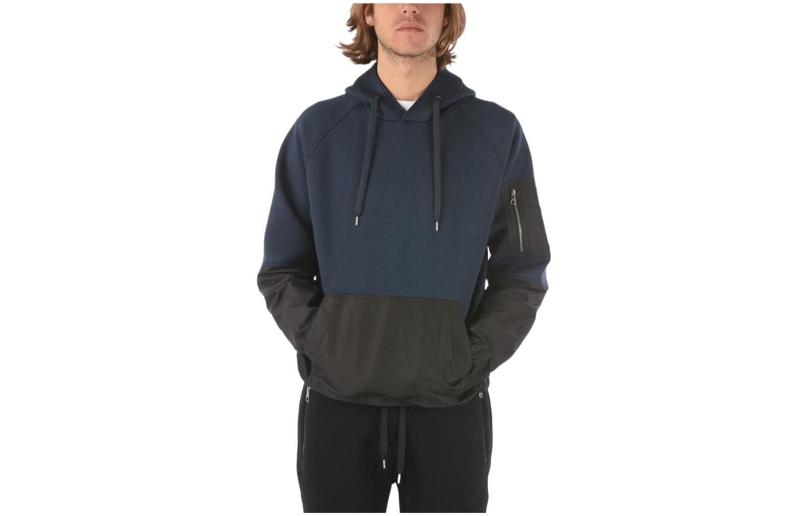 Neil Barrett Two-Tone Drawstring Hoodie Men’s Blue Long Sleeve Sweatshirt PBJS605CN516S167
