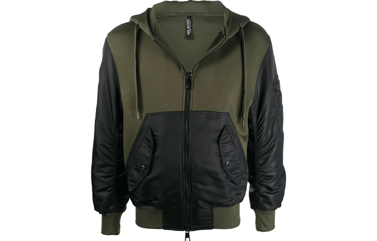 Neil Barrett Two-Tone Hooded Jacket for Men - Black/Green PBJS574CP525S845