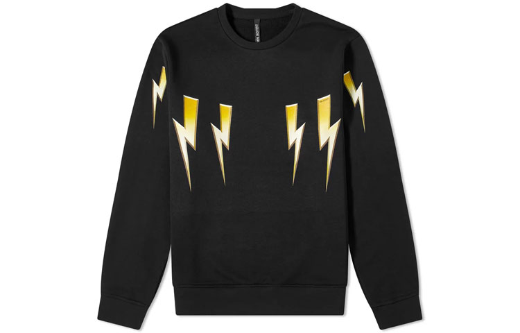Neil Barrett Yellow Lightning Gradient Crewneck Sweatshirt Black () PBJS656S-P537S-516