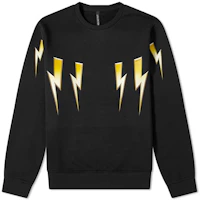 Neil Barrett Yellow Lightning Gradient Crewneck Sweatshirt Black () PBJS656S-P537S-516 Neil Barrett Yellow Lightning Gradient Crewneck Sweatshirt Black () PBJS656S-P537S-516