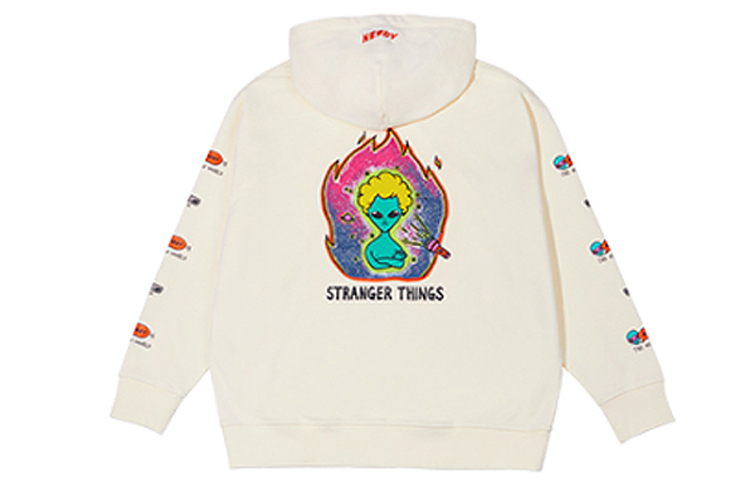 Nerdy Alien Print Pullover Hoodie Unisex Off-White - Perfect Gift Idea PNES20KE1602