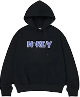 Nerdy Black Fleece Lined Letter Hoodie Unisex Casual Long Sleeve Pullover PNED23SW0601 Nerdy Black Fleece Lined Letter Hoodie Unisex Casual Long Sleeve Pullover PNED23SW0601