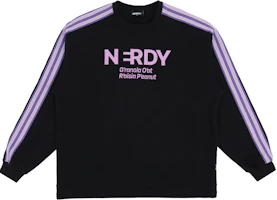 Nerdy Black Letter Print Crewneck Loose Fit Sweatshirt Unisex Long Sleeve PNEC24SW0401 Nerdy Black Letter Print Crewneck Loose Fit Sweatshirt Unisex Long Sleeve PNEC24SW0401
