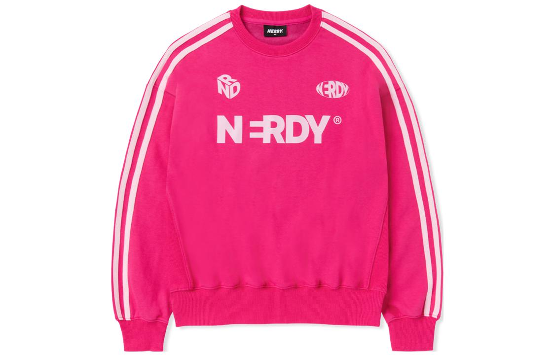 Nerdy BLENK Series Pullover Sweatshirt Pink Logo Stripe Unisex PNES23KC5728
