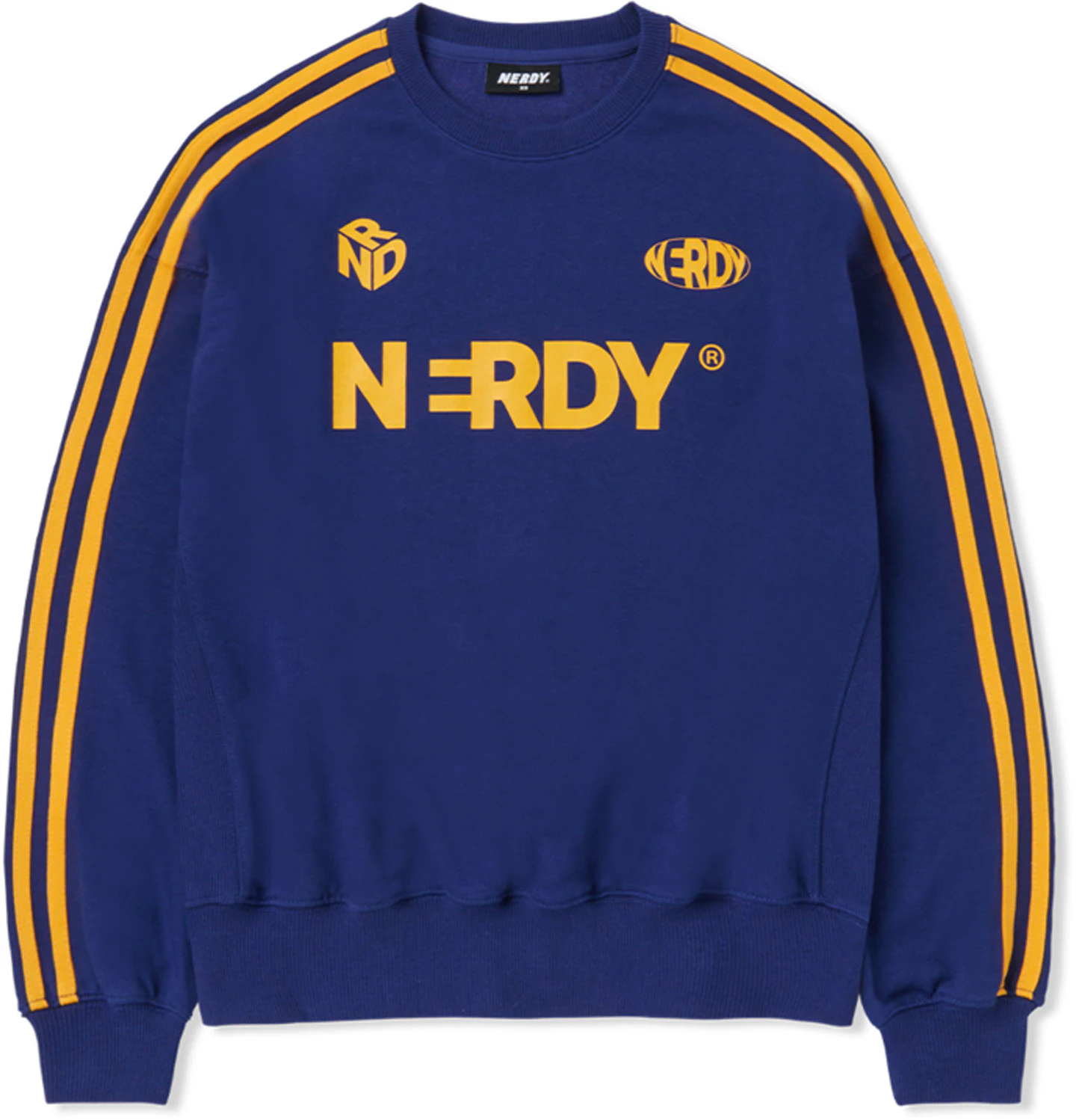 nerdy-blenk-ss-23-blue-pullover-sweatshirt-with-sleeve-stripes-and-letter-print-pnes-23-kc-5716
