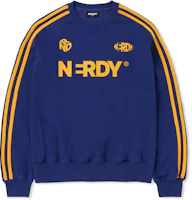 Nerdy BLENK SS23 Blue Pullover Sweatshirt with Sleeve Stripes & Letter Print. PNES23KC5716 Nerdy BLENK SS23 Blue Pullover Sweatshirt with Sleeve Stripes & Letter Print. PNES23KC5716
