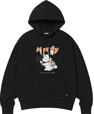 卡通兔子圖案寬鬆連帽T恤 男女通用 黑色 PNES23KE0601-1 Buy 卡通兔子圖案寬鬆連帽T恤 男女通用 黑色 PNES23KE0601-1