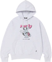 Nerdy Cartoon Rabbit Logo Print Loose Fit Hoodie Unisex - Cool White. PNES23KE0646-1 Nerdy Cartoon Rabbit Logo Print Loose Fit Hoodie Unisex - Cool White. PNES23KE0646-1