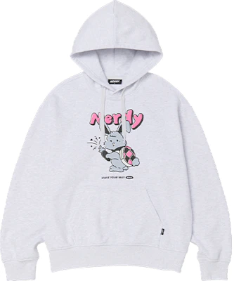 卡通兔子Logo寬鬆版連帽男女穿衛衣 - 冷白色 PNES23KE0646-1 Buy 卡通兔子Logo寬鬆版連帽男女穿衛衣 - 冷白色 PNES23KE0646-1