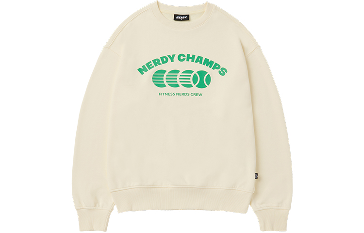 Nerdy Champ Logo Tennis Theme Relaxed Fit T-Shirt Unisex Light Yellow PNEU23KC0137