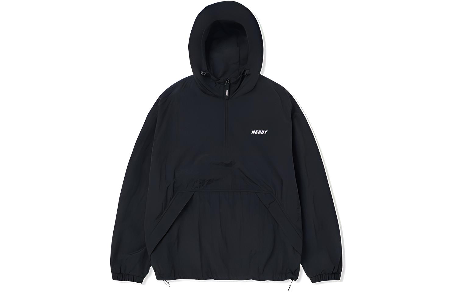 Nerdy Classic Logo Pullover Half-Zip Black Hoodie Jacket男女款 PNES23WI0301