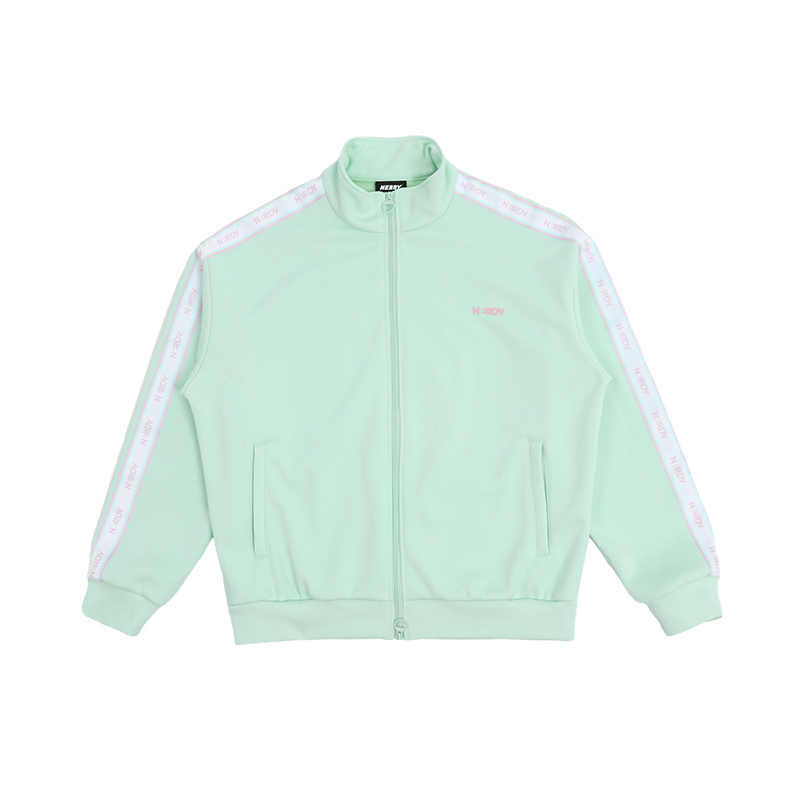 Nerdy Classic Stripe Track Jacket Mint Green Unisex Loose Fit Long Sleeve PNED23TR0212