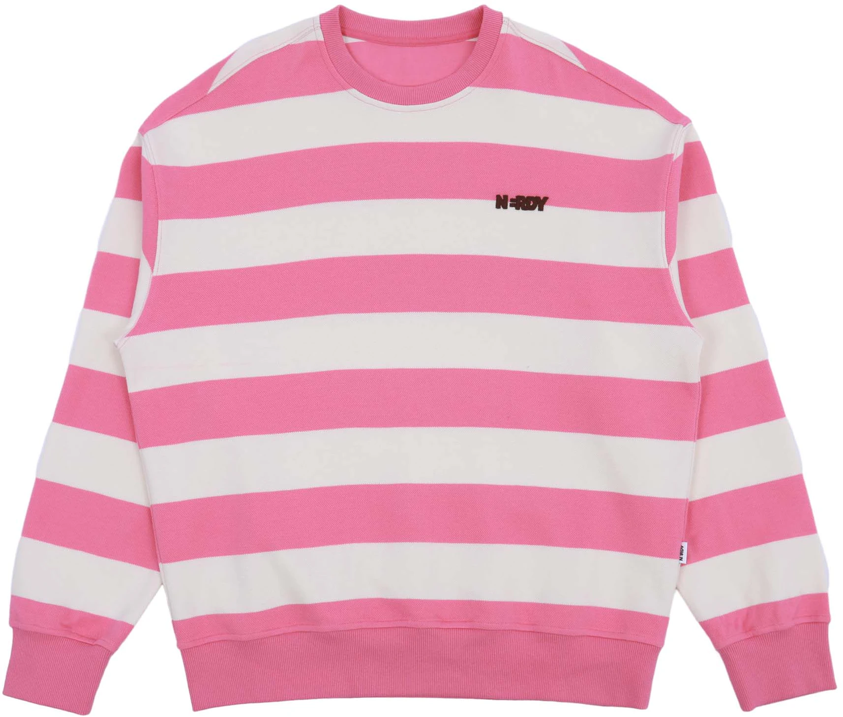 nerdy-classic-striped-crewneck-pullover-sweatshirt-unisex-pink-pned-23-sw-0509