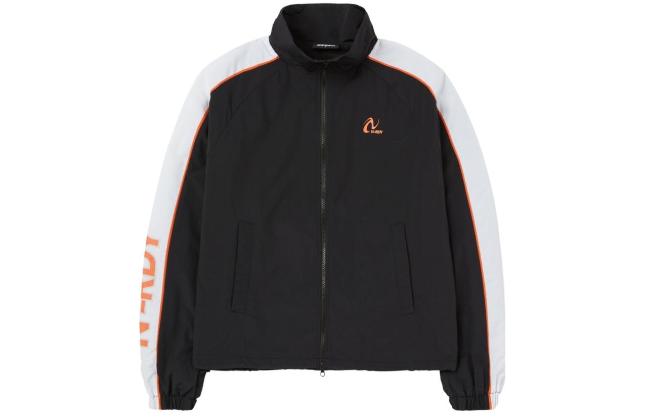 Nerdy Color-Block Logo High-Neck Long-Sleeve Jacket Unisex Black PNEF23JK0301