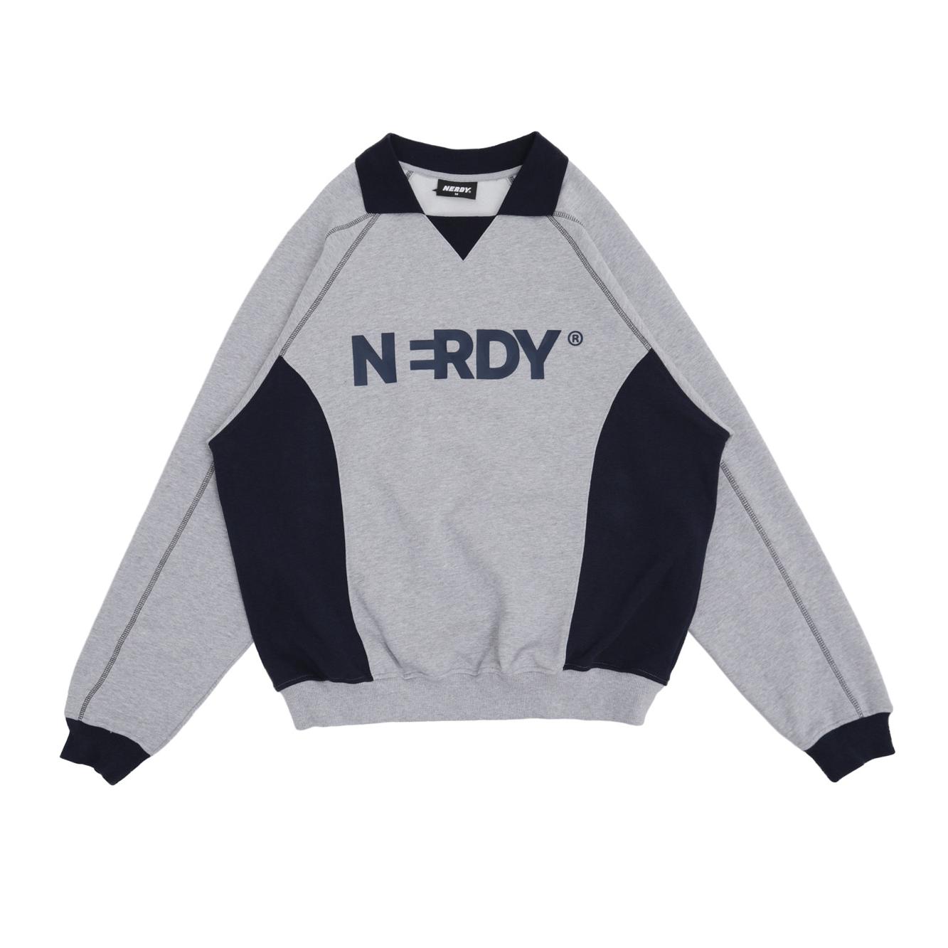 Nerdy Colorblock Biker Sweatshirt Light Gray Unisex PNEQ23SW0245