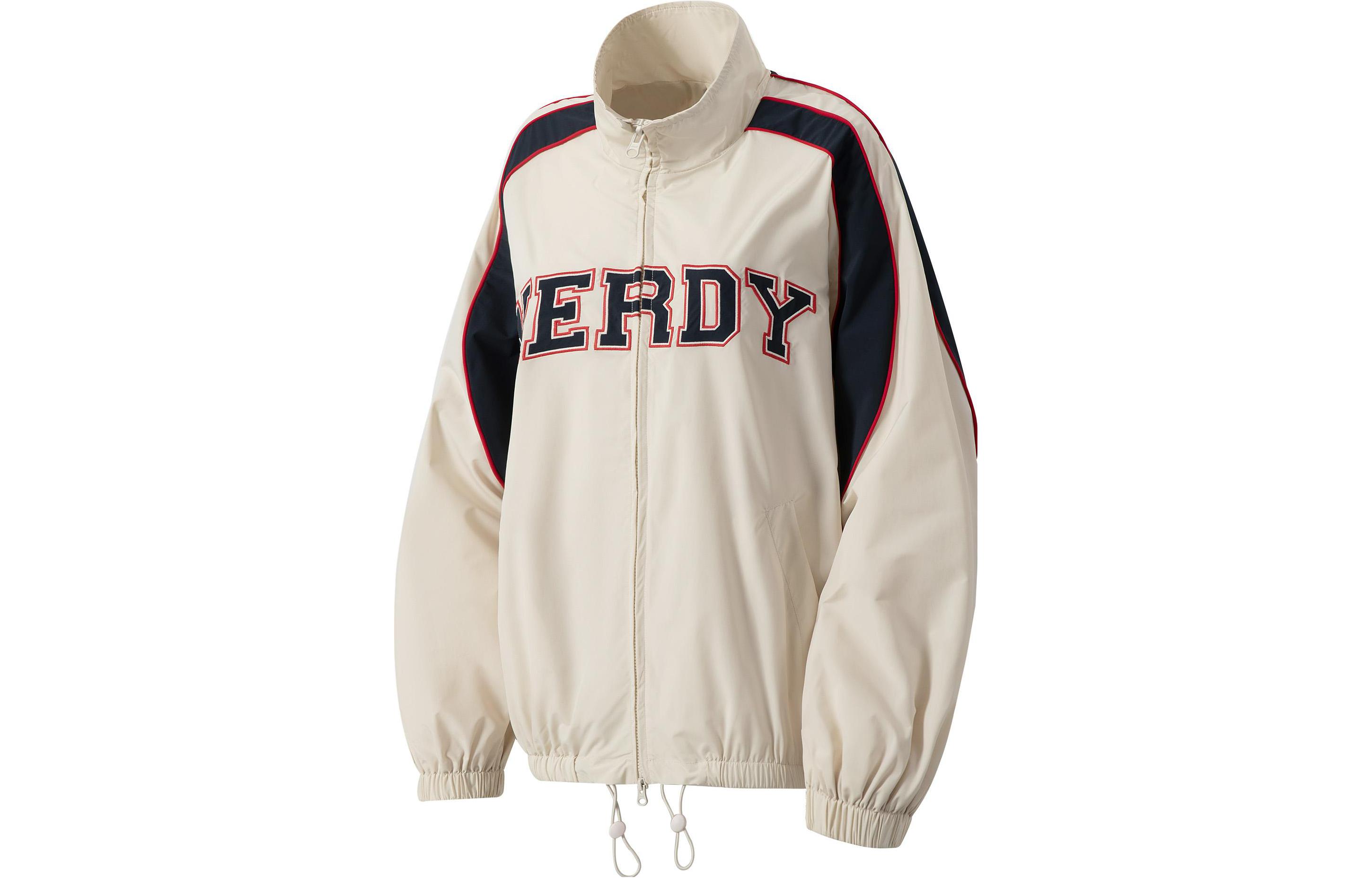 Nerdy Colorblock Logo Patch Sports Jacket Unisex Light Gray PNEC23WJ0135