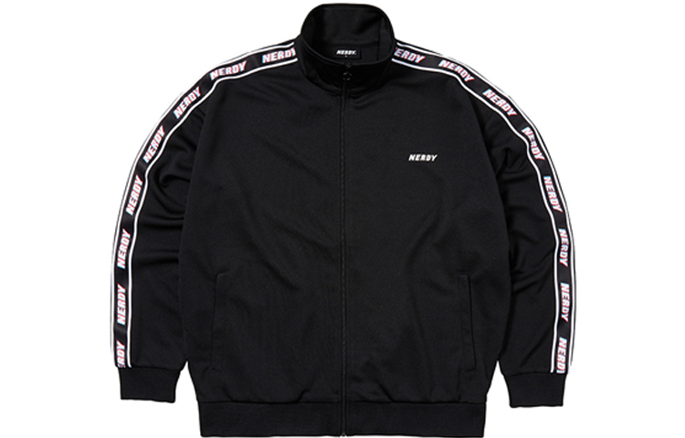 Nerdy Colorful Neon Gradient Loose Sports Jacket Unisex BLACK PNES21KA0201