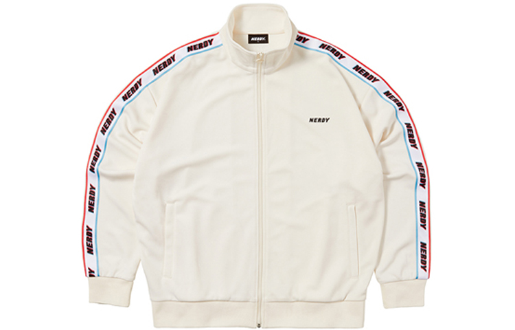 Nerdy Colorful Neon Logo Loose Track Jacket Unisex - White PNES21KA0202