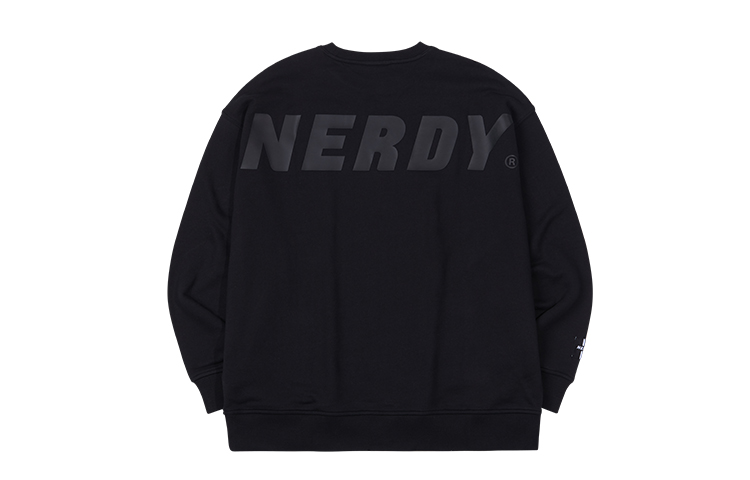 Nerdy Couple's Oversized Pullover Logo Sweatshirt Black Casual Sportswear PNEF20KC1401
