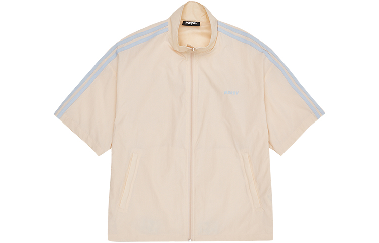 Nerdy Cream Woven Short-Sleeve Lightweight Casual Jacket Unisex PNES22WJ0302