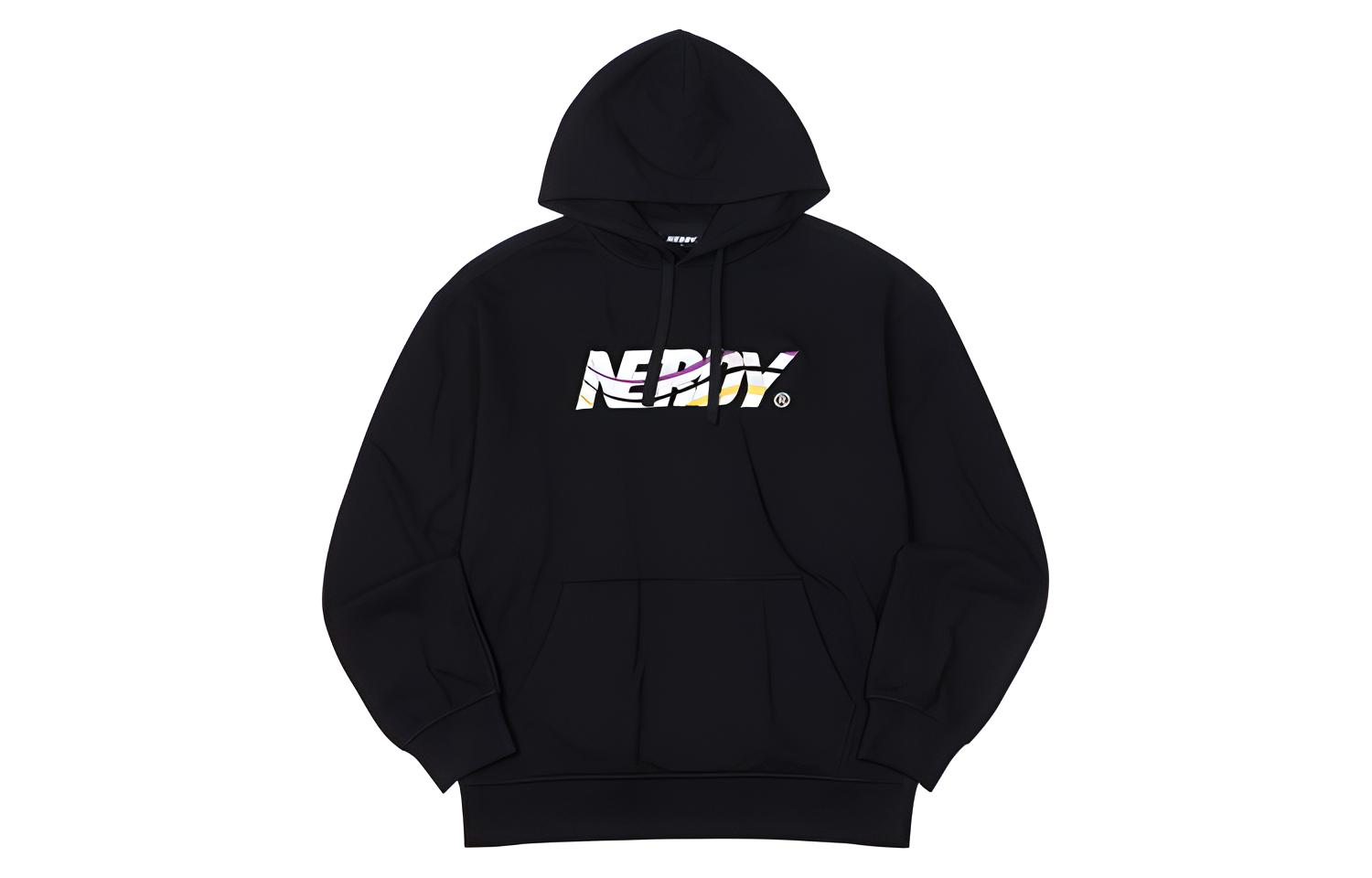 Nerdy Embroidered Casual Pullover Sweatshirt Unisex BLACK PNEW20KE0701