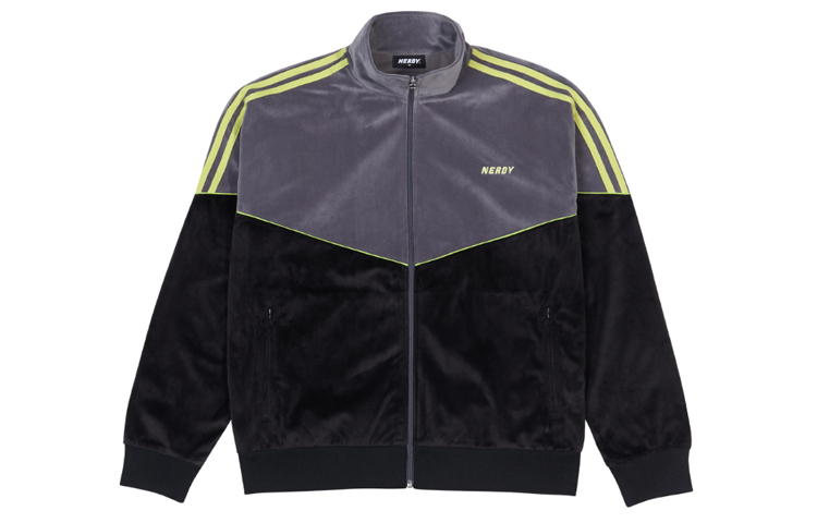 Nerdy FW20 Velvet Colorblock Track Jacket Unisex BLACK - Perfect Gift PNEF20KA0201