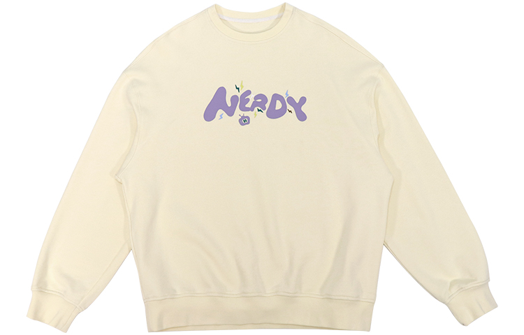 Nerdy FW22 Beige Pullover Sweatshirt with Fun Logo Print - Unisex PNEC22KC2002