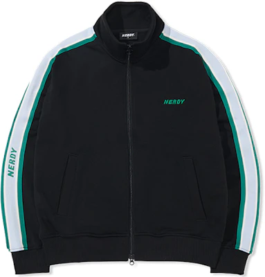 Nerdy FW22 黑色復古標誌印帶印花寬鬆外套 男女休閒款式 PNEF22KA0301 Buy Nerdy FW22 黑色復古標誌印帶印花寬鬆外套 男女休閒款式 PNEF22KA0301