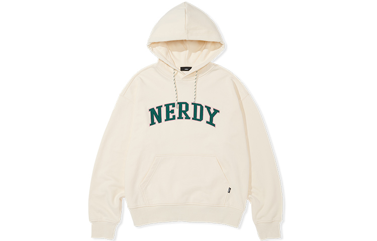 Nerdy FW22 Ivy League Logo Pullover Sweatshirt Cream Unisex PNEF22KE1202
