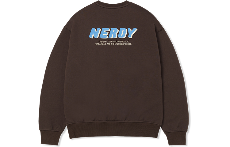 Nerdy FW22 Layered Logo Print Pullover Sweatshirt Unisex - Brown. PNEF22KC1041
