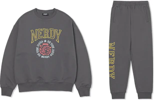 Nerdy FW22 Logo Print Grey Long-Sleeve Sweatshirt & Pants Set Casual Wear KNEKRA3934 Nerdy FW22 Logo Print Grey Long-Sleeve Sweatshirt & Pants Set Casual Wear KNEKRA3934