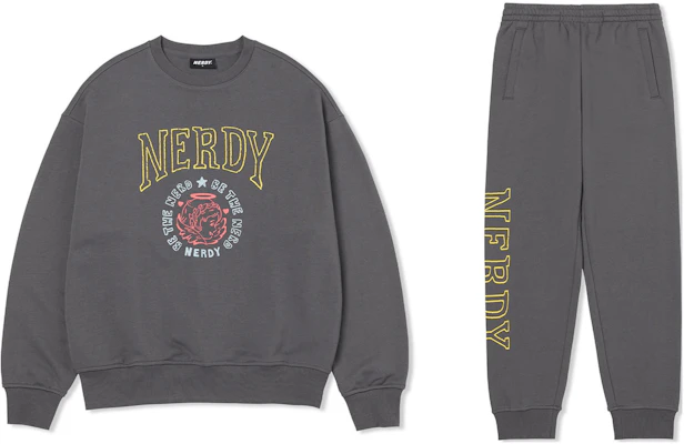 Nerdy FW22 灰色印花長袖衛衣與褲子套裝 休閒服 KNEKRA3934 Buy Nerdy FW22 灰色印花長袖衛衣與褲子套裝 休閒服 KNEKRA3934