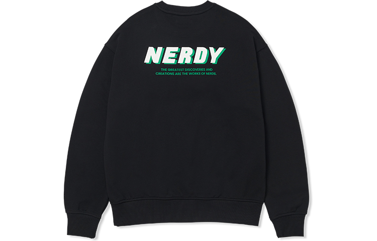 Nerdy FW22 Oversized Pullover Sweatshirt with Layered Logo Print Black Unisex PNEF22KC1001