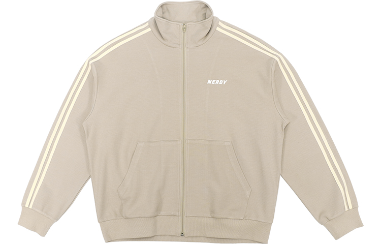 Nerdy FW22 Waffle Knit Logo Casual Khaki Jacket Unisex PNEC22KA1530