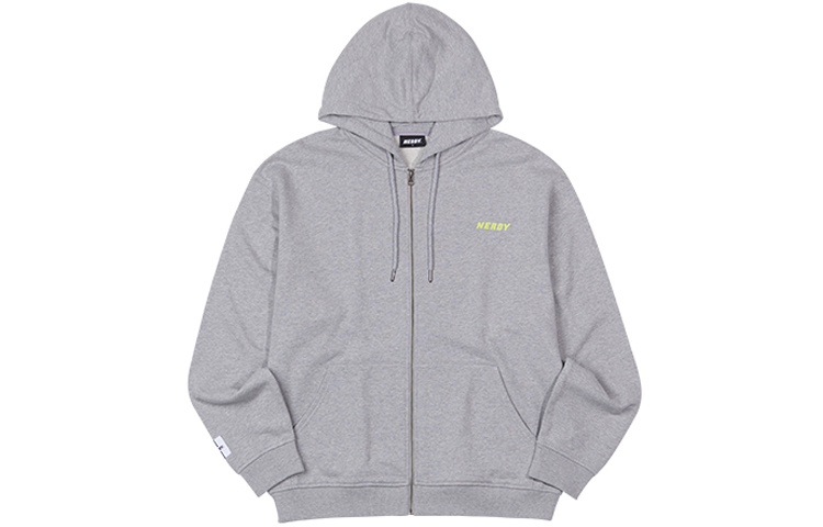 Nerdy Grey Zip-Up Hoodie Jacket - Loose Fit Couples Design PNEF20KE0319