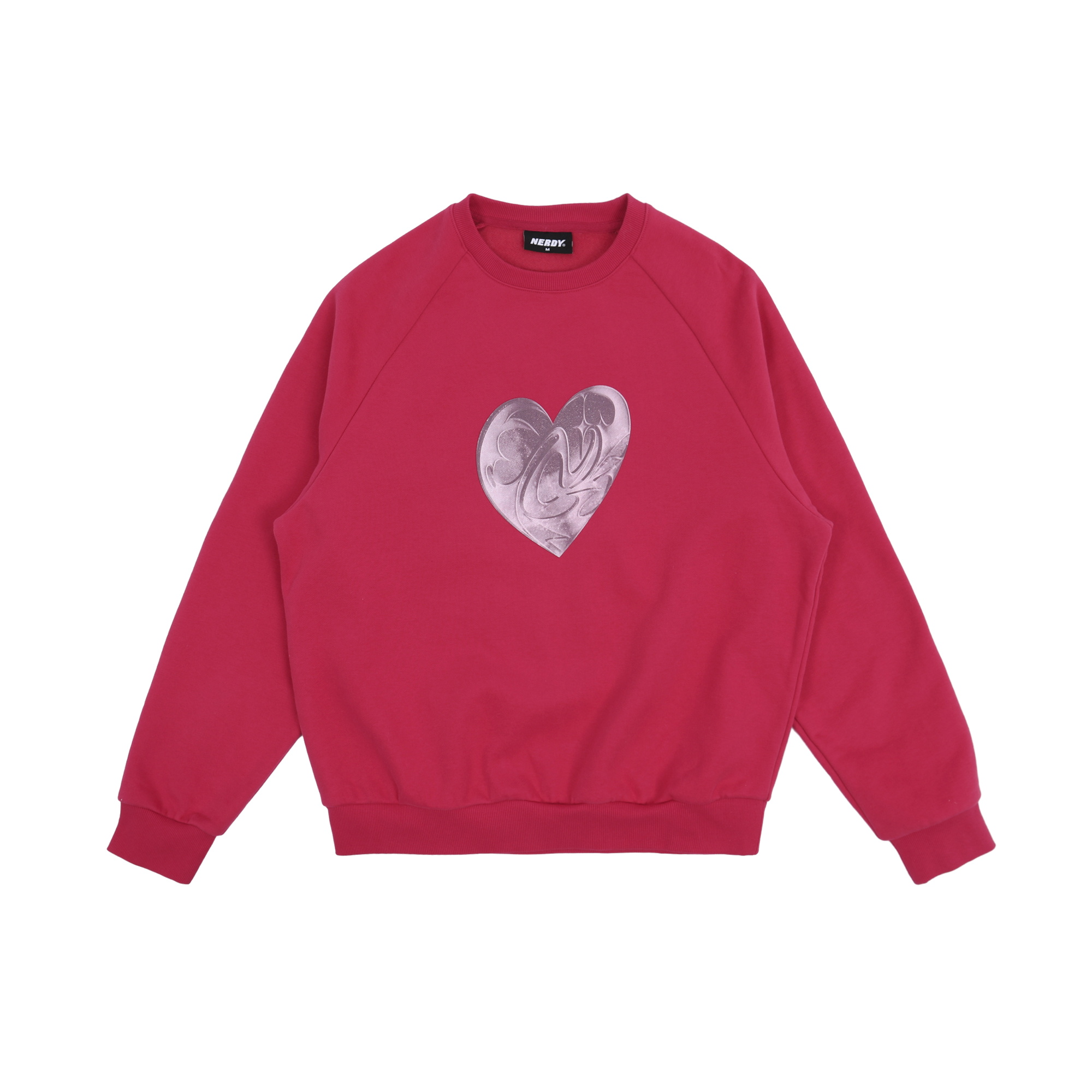 Nerdy Heart Digital Print Sweatshirt Unisex Pink PNED23SW0709