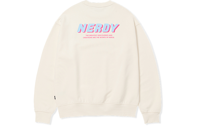 Nerdy Layered Logo Print Pullover Sweatshirt Cream Unisex. PNEF22KC1002