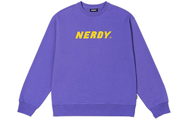 Nerdy Letter Logo Print Pullover Sweatshirt Unisex Purple PNES20KC1517