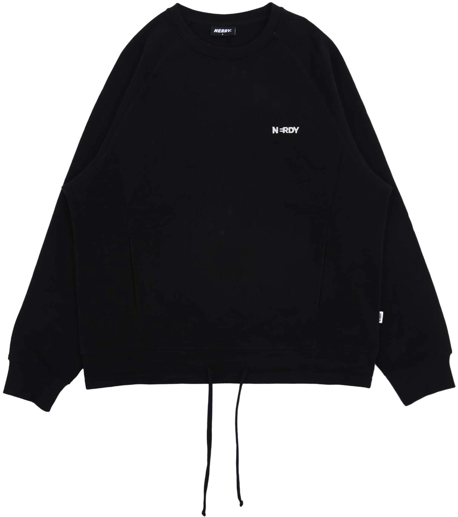 nerdy-letter-patch-crewneck-pullover-sweatshirt-black-unisex-pned-23-sw-0101