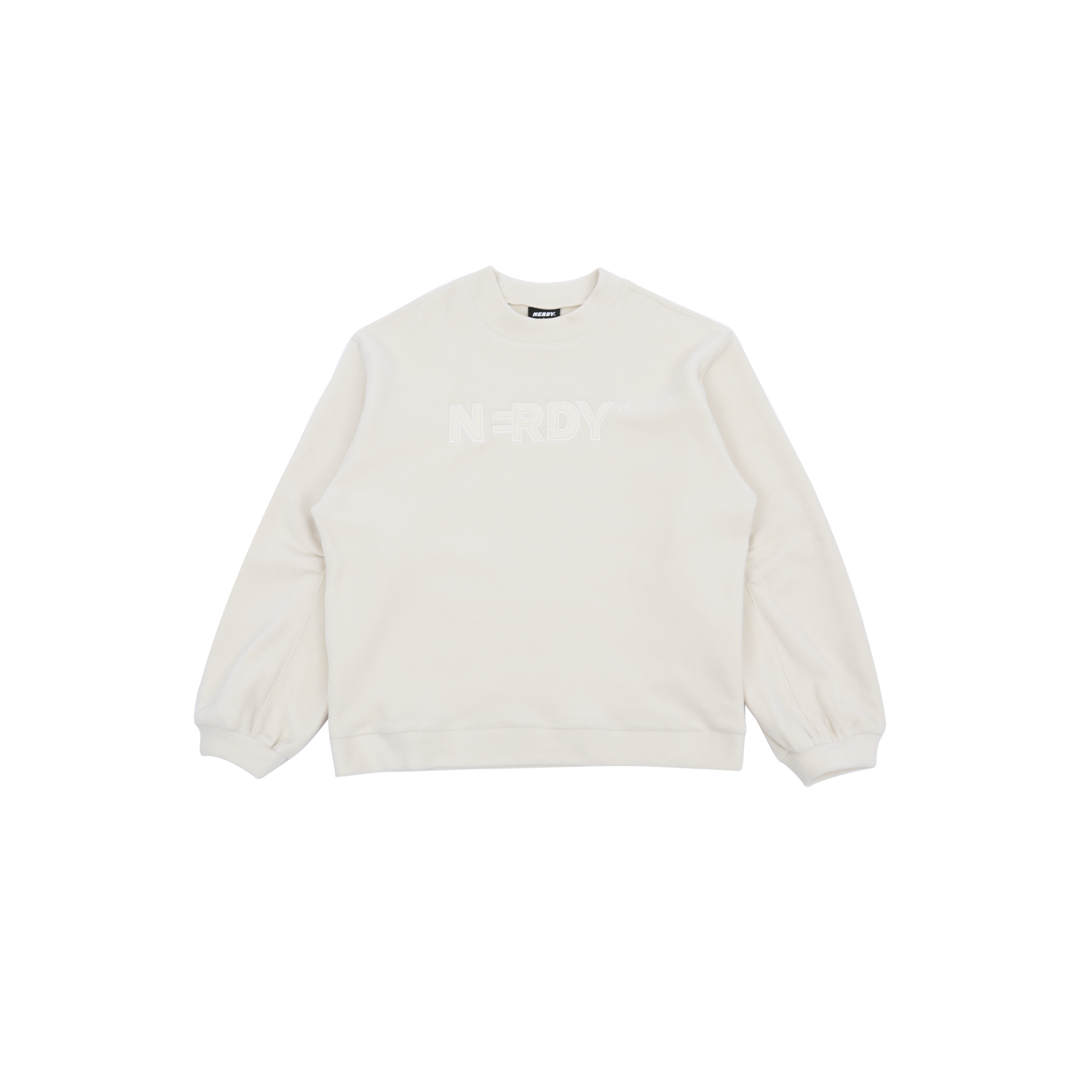 Nerdy Letter Print Crewneck Long-Sleeve Sweatshirt Unisex Off-White PNED23SW0303