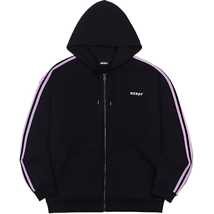Nerdy Letter Zip-Up Hoodie Jacket Black Unisex Couples' Edition PNES21KE0501
