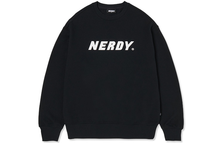 Nerdy Logo Print Crewneck Pullover Sweatshirt Unisex BLACK PNES23KC0301