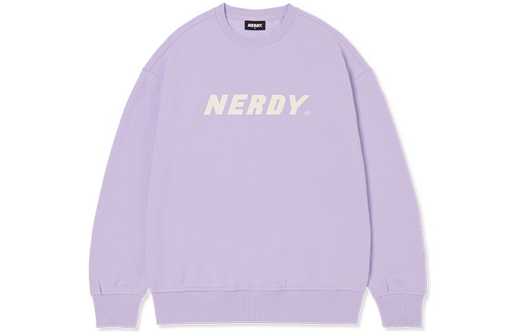 Nerdy Logo Print Crewneck Sweatshirt Unisex Light Purple. PNES23KC0336
