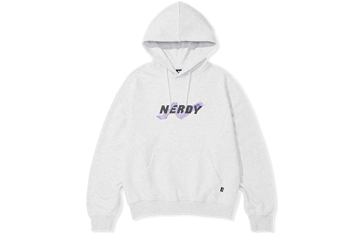 Nerdy Logo Printed Oversized Hoodie Gray/White Unisex. PNEF22KE1646