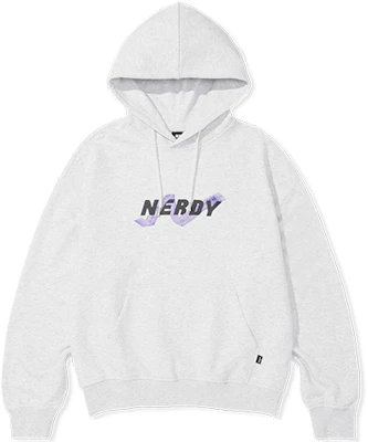 NERDY 復古風寬版連帽上衣 灰/白 男女適用 PNEF22KE1646 Buy NERDY 復古風寬版連帽上衣 灰/白 男女適用 PNEF22KE1646