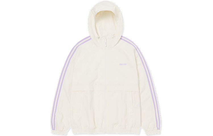 Nerdy NY Series Double Bar Logo Hoodie Jacket Unisex Cream Color PNES23WJ0102