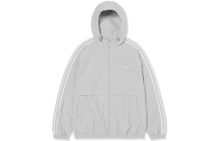 Nerdy NY Series Double Stripe Logo Hoodie Jacket Unisex Light Gray PNES23WJ0135